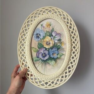 Cottagecore Wall Art Print of Violets by Fran Anderson Vintage Floral Painting